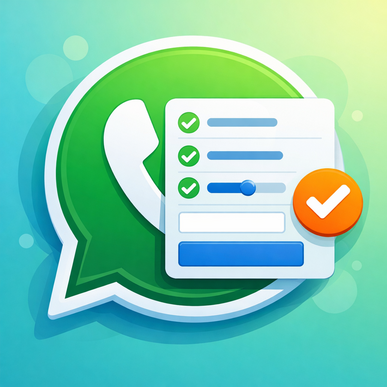 ícone do WhatsApp com formulário digital preenchido