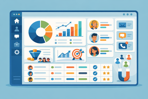 dashboard de CRM com leads integrados