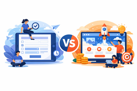 formulário digital versus página de destino comparativo visual