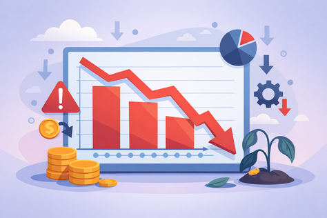 gráfico de desempenho em queda
