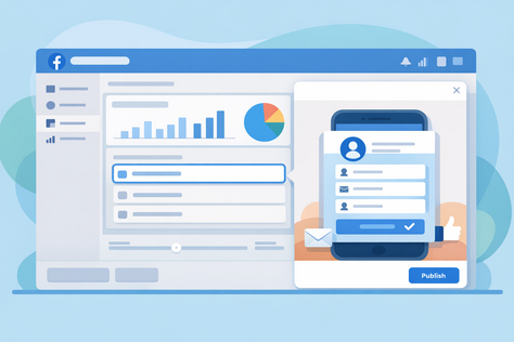 tela do Gerenciador de Anúncios do Facebook com destaque em criação de formulário instantâneo