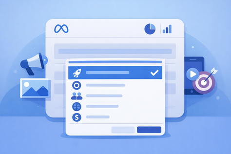 menu suspenso de configuração de campanha no Meta Ads