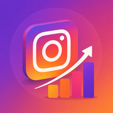 ícone do Instagram com gráfico de crescimento