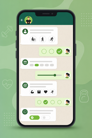 chat de WhatsApp com perguntas de qualificação para academia